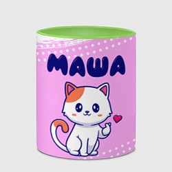 Кружка 3D Маша кошечка с сердечком, цвет: 3D-белый + светло-зеленый — фото 2