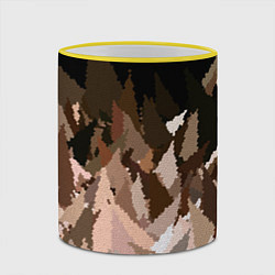 Кружка 3D Abstract mosaic pattern brown and black, цвет: 3D-желтый кант — фото 2