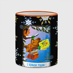 Кружка 3D Новый год мишка почтальон, цвет: 3D-оранжевый кант — фото 2