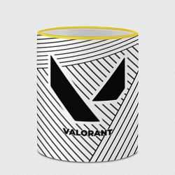 Кружка 3D Символ Valorant на светлом фоне с полосами, цвет: 3D-желтый кант — фото 2