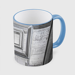 Кружка 3D Абстрактная спираль из блоков, цвет: 3D-небесно-голубой кант
