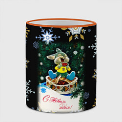 Кружка 3D Новый Год Зайчик Кушает Печенье, цвет: 3D-оранжевый кант — фото 2