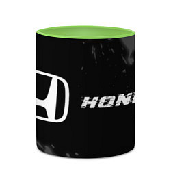 Кружка 3D Honda speed на темном фоне со следами шин: надпись, цвет: 3D-белый + светло-зеленый — фото 2