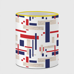 Кружка 3D Геометрический узор Орион красно-синий на белом, цвет: 3D-желтый кант — фото 2