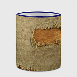 Кружка 3D Старая рваная мешковина - авангард, цвет: 3D-синий кант — фото 2