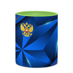 Кружка 3D Герб РФ на синем объемном фоне, цвет: 3D-белый + светло-зеленый — фото 2