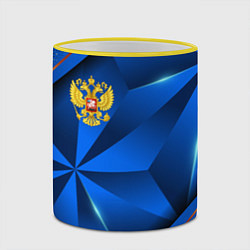Кружка 3D Герб РФ на синем объемном фоне, цвет: 3D-желтый кант — фото 2