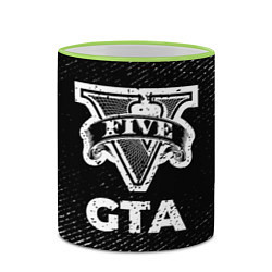 Кружка 3D GTA с потертостями на темном фоне, цвет: 3D-светло-зеленый кант — фото 2