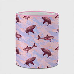 Кружка 3D Акулы на фоне неба, цвет: 3D-розовый кант — фото 2