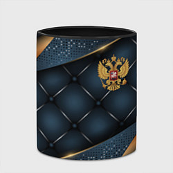 Кружка 3D Золотой герб России на объемном фоне, цвет: 3D-белый + черный — фото 2