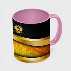 Кружка 3D Black & gold - герб России, цвет: 3D-белый + розовый
