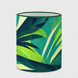Кружка 3D Яркие тропические листья пальмы, цвет: 3D-зеленый кант — фото 2