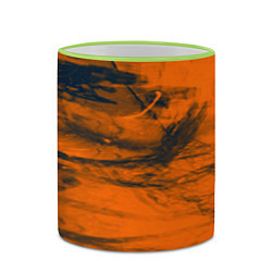 Кружка 3D Абстрактная оранжевая поверхность и чёрные тени, цвет: 3D-светло-зеленый кант — фото 2