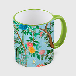 Кружка 3D Райский сад в стиле gucci, цвет: 3D-светло-зеленый кант