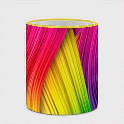 Кружка 3D Multicolored ribbons, цвет: 3D-желтый кант — фото 2