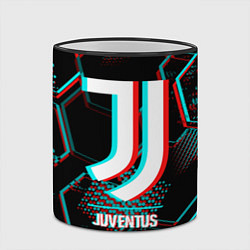 Кружка 3D Juventus FC в стиле glitch на темном фоне, цвет: 3D-черный кант — фото 2