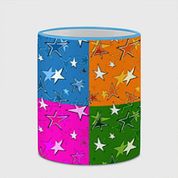 Кружка 3D Яркий разноцветный модный звездный узор, цвет: 3D-небесно-голубой кант — фото 2