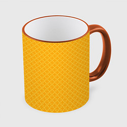 Кружка 3D Желтые связанные узоры, цвет: 3D-оранжевый кант