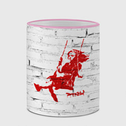 Кружка 3D Banksy girl on a swing, цвет: 3D-розовый кант — фото 2