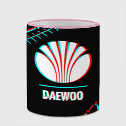Кружка 3D Значок Daewoo в стиле glitch на темном фоне, цвет: 3D-розовый кант — фото 2
