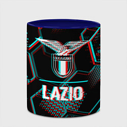 Кружка 3D Lazio FC в стиле glitch на темном фоне, цвет: 3D-белый + синий — фото 2