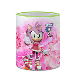 Кружка 3D Sonic - Amy Rose - Video game, цвет: 3D-светло-зеленый кант — фото 2