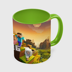 Кружка 3D Глеб Minecraft, цвет: 3D-белый + светло-зеленый