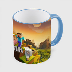Кружка 3D Роман Minecraft, цвет: 3D-небесно-голубой кант