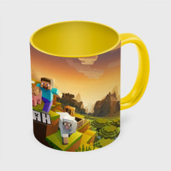 Кружка 3D Руслан Minecraft, цвет: 3D-белый + желтый