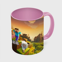 Кружка 3D Ярослав Minecraft, цвет: 3D-белый + розовый