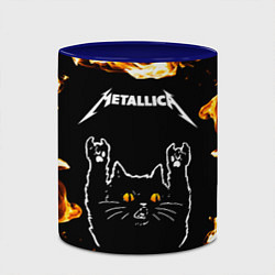 Кружка 3D Metallica рок кот и огонь, цвет: 3D-белый + синий — фото 2