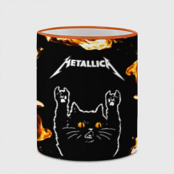 Кружка 3D Metallica рок кот и огонь, цвет: 3D-оранжевый кант — фото 2