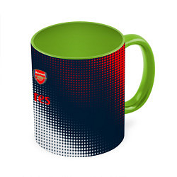 Кружка 3D Arsenal logo абстракция, цвет: 3D-белый + светло-зеленый