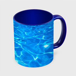 Кружка 3D Абстрактные волны бассейна - текстура, цвет: 3D-белый + синий