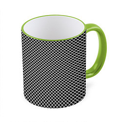 Кружка 3D Абстрактная чёрно-белая мозаика, цвет: 3D-светло-зеленый кант