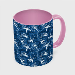 Кружка 3D Космонавт с котом, цвет: 3D-белый + розовый