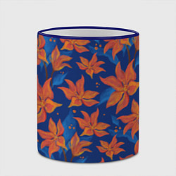 Кружка 3D Осенние абстрактные цветы, цвет: 3D-синий кант — фото 2