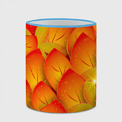 Кружка 3D Осенние желтые листья, цвет: 3D-небесно-голубой кант — фото 2