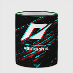 Кружка 3D Need for Speed в стиле glitch и баги графики на те, цвет: 3D-зеленый кант — фото 2