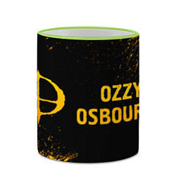 Кружка 3D Ozzy Osbourne - gold gradient: надпись и символ, цвет: 3D-светло-зеленый кант — фото 2