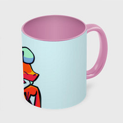 Кружка 3D Оранжевый - Радужные друзья, цвет: 3D-белый + розовый