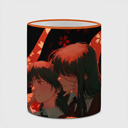 Кружка 3D Аса Митака и Демон войны - Человек бензопила, цвет: 3D-оранжевый кант — фото 2