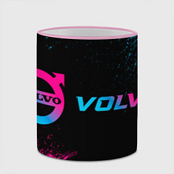 Кружка 3D Volvo - neon gradient: надпись и символ, цвет: 3D-розовый кант — фото 2