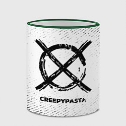 Кружка 3D CreepyPasta с потертостями на светлом фоне, цвет: 3D-зеленый кант — фото 2