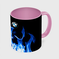 Кружка 3D BMW fire, цвет: 3D-белый + розовый