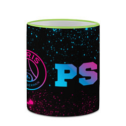 Кружка 3D PSG - neon gradient: надпись и символ, цвет: 3D-светло-зеленый кант — фото 2
