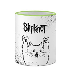Кружка 3D Slipknot рок кот на светлом фоне, цвет: 3D-светло-зеленый кант — фото 2