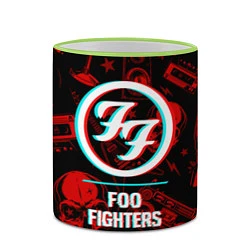 Кружка 3D Foo Fighters rock glitch, цвет: 3D-светло-зеленый кант — фото 2
