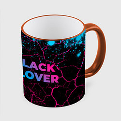 Кружка 3D Black Clover - neon gradient: надпись и символ, цвет: 3D-оранжевый кант