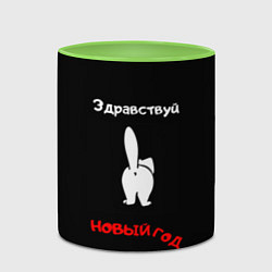 Кружка 3D Здравствуй котик новый год, цвет: 3D-белый + светло-зеленый — фото 2
